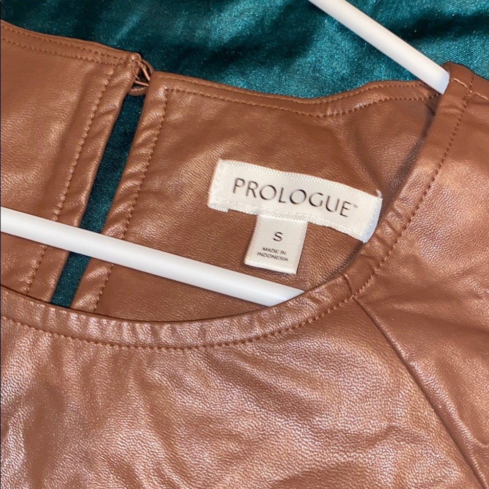 Faux leather shirt blouse